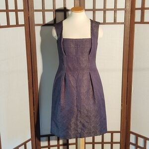 Lida Baday Jacquard Tucked Dress Midnight Sz 10 NWT